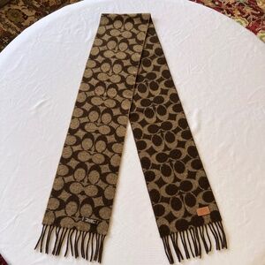 Coach Signature C Wool Blend Scarf Brown Tan EUC